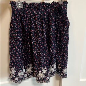 Blue Rain Navy and Pink Floral Skirt